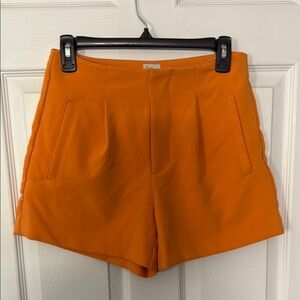 High Waist Orange Tailored Shorts